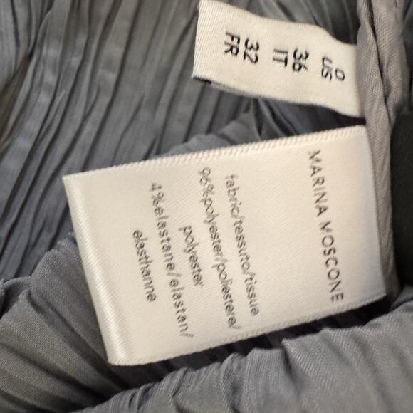 Marina Moscone Twist Front Midi Dress Crinkle Pleated Blue Size 0 Minimalist - Picture 11 of 11